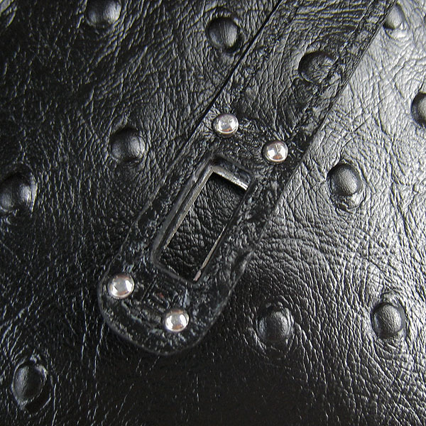 AAA Hermes Kelly 22 CM Ostrich Veins Handbag Black H008 On Sale